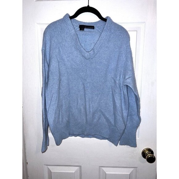 360CASHMERE 100% Soft Cashmere Blue Relaxed Fit V Neck Pullover Sweater - Picture 4 of 10